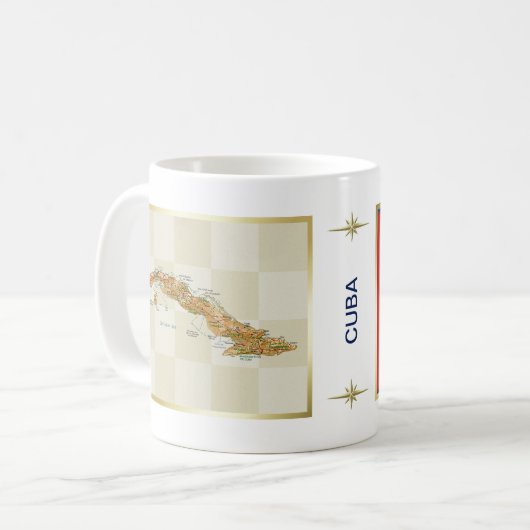 Kuba-Flagge + Karten-Tasse Kaffeetasse (Vorderseite Links)