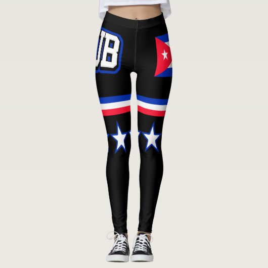Kuba-Flagge Leggings (Vorderseite)