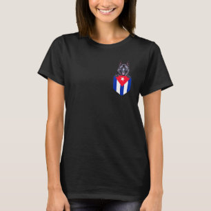Kuba-Flagge Norwegischer Elkhound-Hund in Pocket T-Shirt