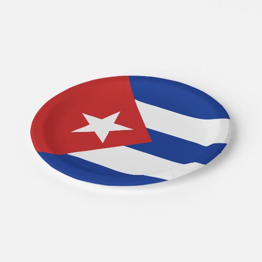 Kuba-Flagge Pappteller (Schrägansicht)