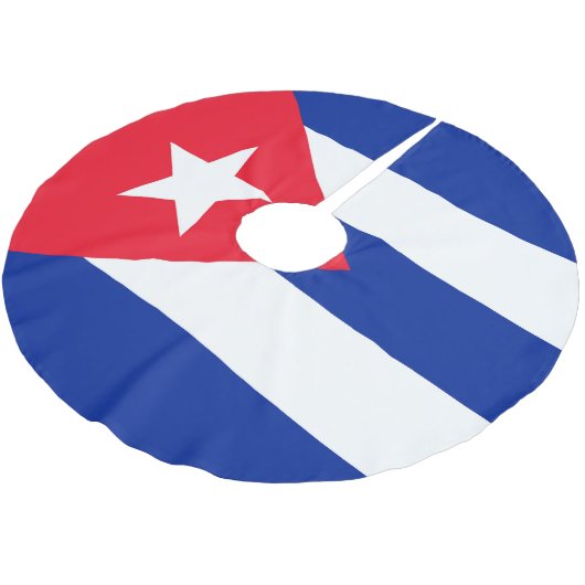 Kuba-Flagge Polyester Weihnachtsbaumdecke (Schrägansicht)