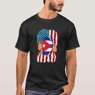 Kuba Flaggen Blut in mir Zuhause Pride Kuba Amerik T-Shirt