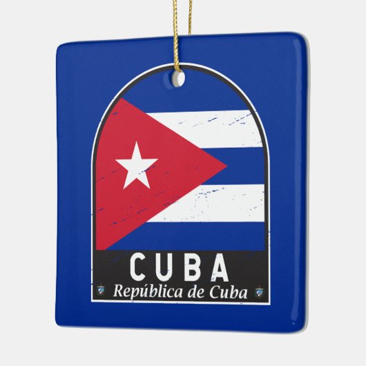 Kuba-Flaggenemblem erschüttert Vintag Keramikornament (Links)