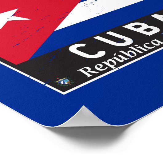Kuba-Flaggenemblem erschüttert Vintag Poster (Ecke)