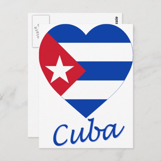 Kuba-Flaggenherz Postkarte (Vorne/Hinten)
