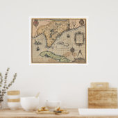 Kuba & Florida Karte 1591 Poster (Küche)