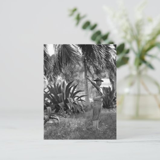 Kuba, Guantanamo Sentry unter palms_War Image Postkarte (Stehend Vorderseite)