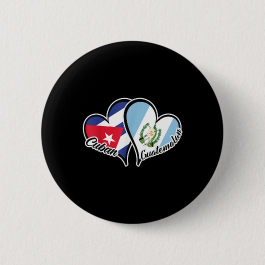 Kuba Guatemala Flaggenherz Halb Kubaner Hälfte Gua Button (Vorderseite)