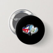 Kuba Guatemala Flaggenherz Halb Kubaner Hälfte Gua Button (Vorne & Hinten)