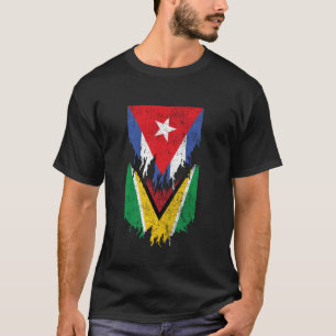 Kuba-Guyana-Flaggen gepeitscht Torn Kuba Guyana T-Shirt