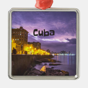 Kuba Havana Shoreline Stadtlampe bei Nacht Ornament Aus Metall