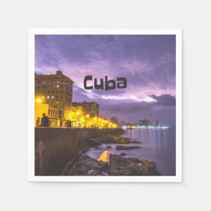 Kuba Havana Shoreline Stadtlampe bei Nacht Serviette