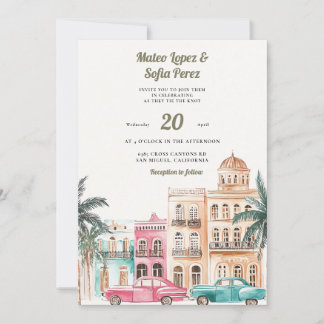 Kuba Havanna Aquarell Hochzeits-Einladung Einladung