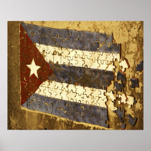 KUBA, Havanna. Mosaikpuzzle der Kubanflagge in Poster (Vorne)
