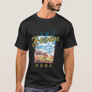 Kuba Havanna Retro Sonnenuntergang Kubanisch Vinta T-Shirt