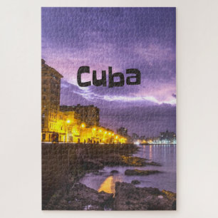 Kuba Havanna Shoreline Stadtlampen nachts Puzzle
