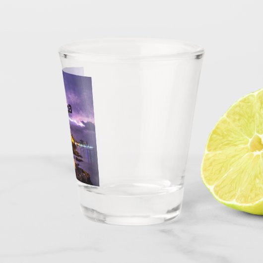 Kuba Havanna Shoreline Stadtlampen nachts Schnapsglas (Rechts)