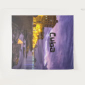 Kuba Havanna Shoreline Stadtlampen nachts Wandteppich (Vorderseite (Horizontal))