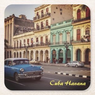 Kuba Havanna Vintage Klassiker Stadtbild Rechteckiger Pappuntersetzer