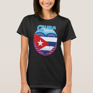 Kuba Herz Retro Havana Stadt Karibik kubanische Fl T-Shirt