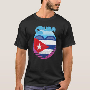 Kuba Herz Retro Havana Stadt Karibik kubanische Fl T-Shirt