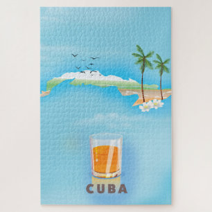 Kuba Illustrierte Reiselandkarte Poster Puzzle