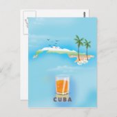 Kuba Illustriertes Reiseplakat Postkarte (Vorne/Hinten)