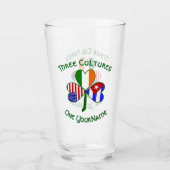 Kuba Irish American Flags Kleeblatt Personalisiert Glas (Vorderseite)
