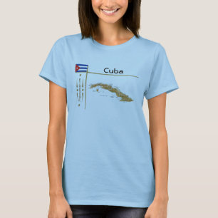 Kuba-Karte + Flagge + Titel T-Shirt