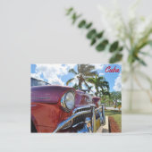 Kuba, Klassisches Rotes Auto Postkarte (Stehend Vorderseite)
