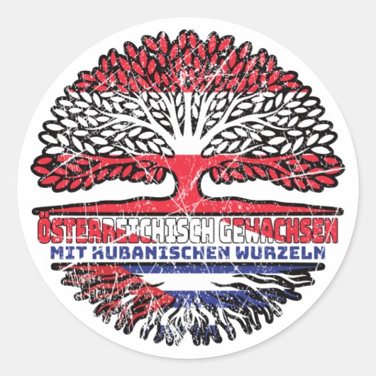 Kuba Kubanisch Österreichisch Baum Runder Aufkleber (Vorderseite)