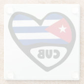 Kuba Ländercode Flaggenherz, CUB Glasuntersetzer (Rückseite)