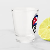 Kuba Ländercode Flaggenherz, CUB Schnapsglas (Links)