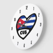 Kuba-Landeskennzahl CUB kennzeichnen Herz Große Wanduhr (Winkel)