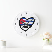Kuba-Landeskennzahl CUB kennzeichnen Herz Große Wanduhr (Zuhause)