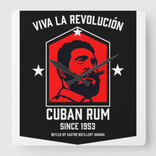 Kuba Libre Rum Drinkers Revolution Quadratische Wanduhr