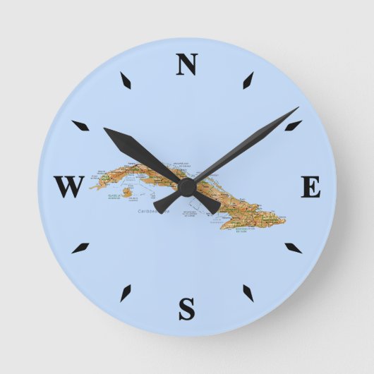 Kuba Map Clock Runde Wanduhr (Vorderseite)