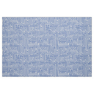 Kuba Maze Style 221019 - Marine auf Weiß Stoff