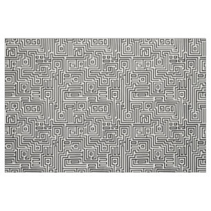 Kuba Maze Style 221019 - Schwarz auf Weiß Stoff
