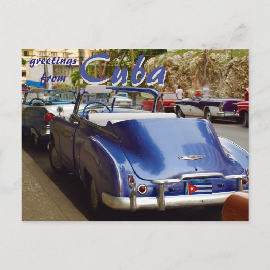 Kuba Old Convertible Car in Havanna Postkarte (Vorderseite)