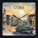 Kuba Quadratische Wanduhr<br><div class="desc">Mit diesem bezaubernden Kuba Wall Clock, der ein klassisches Oldtimer präsentiert, gelangen Sie in die pulsierenden Straßen Kubas! Inmitten des Retro-Charmes von Kubas ikonischen Autos strahlt diese Uhr Nostalgie und kulturellen Reichtum aus. Es ist eine perfekte Ergänzung zu jedem Raum, indem es eine Touch von alter Welt und zeitloser Eleganz...</div>