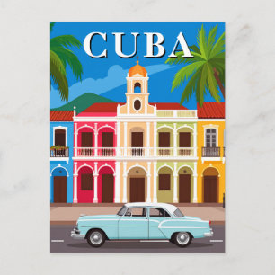 Kuba Retro-Klassiker Auto und farbenfrohes altes H Postkarte