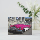 Kuba, rosa, klassisches Auto Postkarte (Stehend Vorderseite)