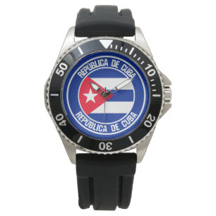 Kuba-Runde Armbanduhr