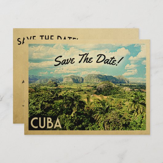 Kuba Save the Date Vintage Postkarten (Vorne/Hinten)