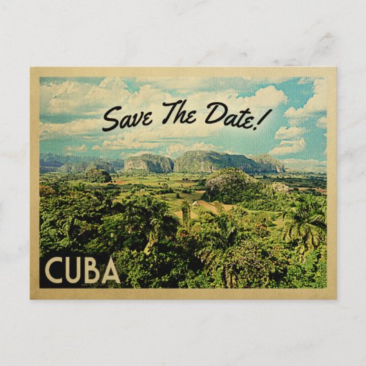 Kuba Save the Date Vintage Postkarten (Vorderseite)