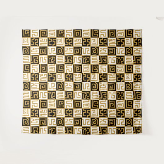 Kuba Style 071019 - Schwarz, Weiß und Gold v1 Wandteppich (Vorderseite (Horizontal))