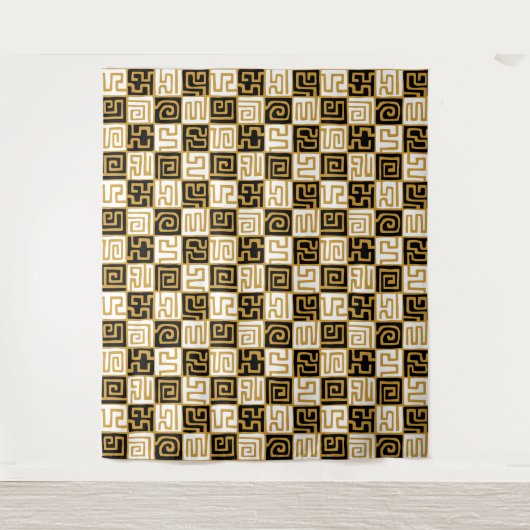 Kuba Style 071019 - Schwarz, Weiß und Gold v1 Wandteppich (Vorderseite)