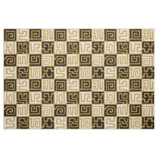Kuba Style Pattern 071019 (01) - B&W on Gold Stoff (Fat Quarter (45,7 x 55,9 cm))