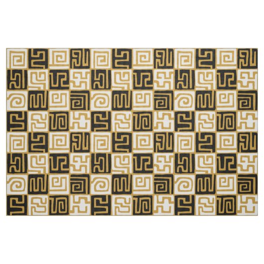 Kuba Style Pattern 071019 (02) - B&W on Gold Stoff (Fat Quarter (45,7 x 55,9 cm))